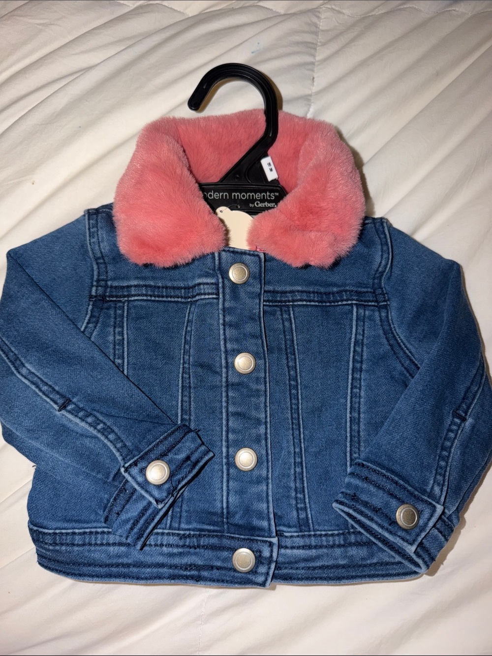 Denim Jacket Faux-Fur Collar Snap up Front Baby Girl Macy'